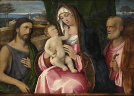 DEGLI INGANNATI Pietro 1490-1550,Sainte conversation, la Vierge à l'Enfant entre,Etienne de Baecque 2021-03-19