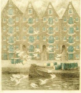 DEGOUVE DE NUNCQUES William 1867-1935,Mouettes sur un canal à Amsterdam,Ader FR 2009-06-12