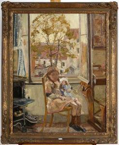 DEGREEF Amedee 1878-1969,Jeune fille à la fenêtre,1922,VanDerKindere BE 2022-09-06