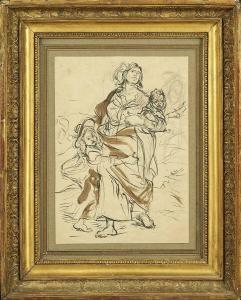 DEHODENCQ Alfred 1822-1882,Etude de bohémienne avec ses enfants,Adjug'art FR 2022-10-29