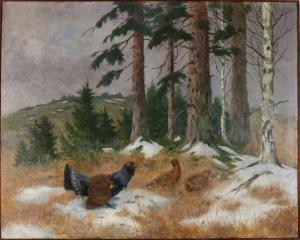 DEIKER Carl 1879-1958,Auerhaan with hens in the snow,Twents Veilinghuis NL 2018-10-12