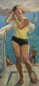 DEINEKA Alexander Alexandrov 1899-1969,Junge Dame nach dem Baden,Auktionshaus Dr. Fischer 2014-11-13