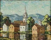 DEKALB Rosmond 1897-1962,Village with distant mountains.,Eldred's US 2008-04-03