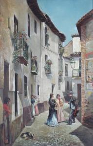 DEL AGUILA Y PIMENTEL ADOLFO 1830-1895,figures on a street,1998,Maynards CA 2019-06-26