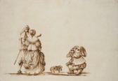 del BIANCO Baccio 1604-1656,Un couple marchant avec un chien, un nain devant e,Christie's 2007-03-22