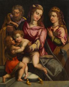 DEL BRINA Francesco 1540-1585,Die Heilige Familie mit Johannesknaben und Hl.,im Kinsky Auktionshaus 2022-06-28