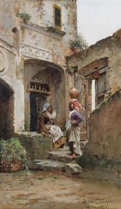 Del CAMPO Federico 1837-1923,Women in a courtyard, Capri,1881,Bonhams GB 2024-03-13