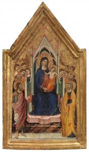 del CASENTINO Jacopo Landini,MADONNA AND CHILD ENTHRONED WITH SAINTS AND ANGELS,Sotheby's 2018-05-22