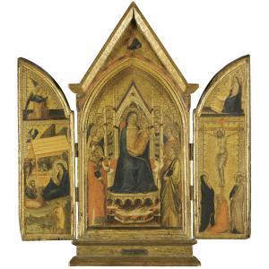 del CASENTINO Jacopo Landini 1297-1358,THE MADONNA AND CHILD ENTHRONED WITH SAINT NI,1310,Sotheby's 2011-12-07