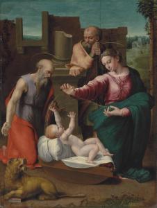 DEL COLLE Raffaellino 1500-1566,The Holy Family with Saint Jerome,Christie's GB 2013-07-03