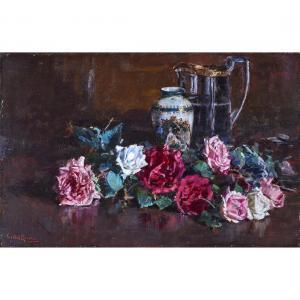 DEL MONACO Crisanto 1870-1916,Still Life of Roses,Clars Auction Gallery US 2023-01-13
