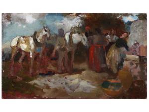 DEL SORDO Alfredo 1905-1932,Figure alla fonte con cavalli,Maison Bibelot IT 2023-05-31