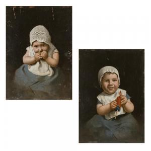DEL TORRE Giulio 1856-1932,Teething; Baby's New Toy,1892,Shannon's US 2022-06-23