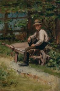 DELACHAUX Léon 1850-1919,Boy on a Wheelbarrow,William Doyle US 2022-01-18