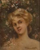 DELACROIX GARNIER Pauline 1863-1912,Buste de jeune femme devant un pommier fleuri,Rossini 2023-04-13