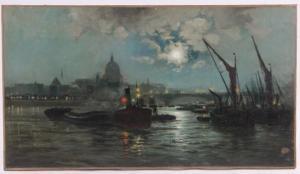 DELACY CHARLES JOHN 1856-1936,Thames at Blackfriars by moonlight,Burstow and Hewett GB 2017-02-01