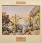 DELAMARRE Captain Adolphe Alphonse 1793-1861,Camels Crossing An Aquaduct At Alca,Clevedon Salerooms 2019-06-13