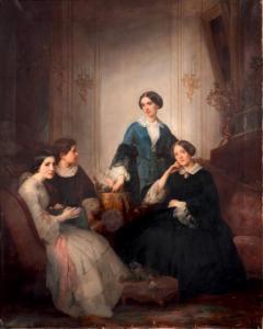 DELAMARRE DE MONCHAUX Theodore 1824-1889,Portrait de la famille Lyautey,1849,Aguttes FR 2017-05-16