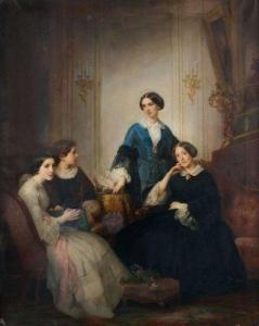 DELAMARRE DE MONCHAUX Theodore 1824-1889,Portrait présumé de la famille Lyautey,Aguttes 2010-12-14