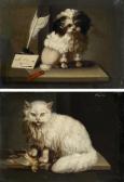 DELAMARRE Jacques Barthelemy 1700-1700,Portrait d'un petit chien à l'encrier,Tajan FR 2009-03-25