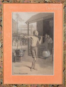 DELAMARRE Theodore Didier,Jeune enfant chinois portant des paniers,1868,Gros-Delettrez 2023-10-02