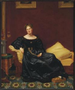 DELANOË FRÉDÉRIC 1800-1870,A lady seated in an elegant interior, wearing a bl,Christie's 2007-11-21