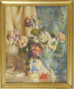 DELANO BRIGGS RICHARD,Floral still life in a blue and white figural vase,Eldred's 2011-08-03