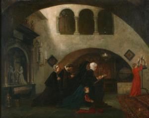 delanoy 1800-1800,Family in prayer,1859,Bernaerts BE 2010-06-21