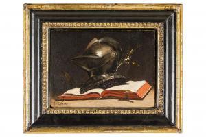 DELANOY Hippolyte Pierre 1849-1899,Natura morta con elmo e libro,Wannenes Art Auctions IT 2024-03-05