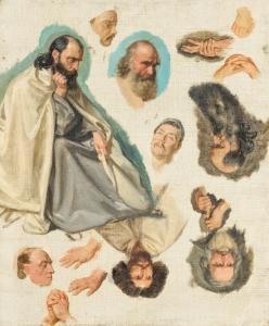 DELAROCHE Paul 1797-1856,Studies of Heads and Hands,Van Ham DE 2023-11-17