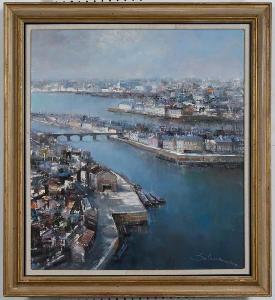 DELARUE,City View with River,20th century,Brunk Auctions US 2019-05-16