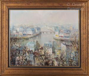 DELARUE Lucien 1925-2011,Vue de la Seine et des toits de Paris,Gros-Delettrez FR 2023-02-22