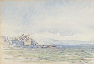 DELATRE Eugene 1864-1938,Vue sur les remparts d'Antibes,1932,Ruellan FR 2023-02-25