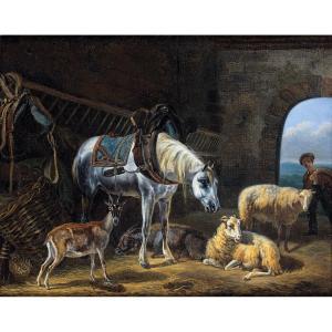DELATTRE Henri 1801-1876,The stable,1820,Tajan FR 2017-03-24