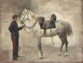DELAUNAY Jules, dit Duval 1845-1906,Cheval sellé tenu par un lad,Christie's GB 2016-09-14