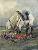 DELAUNAY Jules, dit Duval,Soldat blessé à terre et son cheval,1887,Gautier-Goxe-Belaisch, Enghien Hotel des ventes 2018-07-01