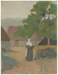 DELAVALLEE Henri 1862-1943,Paysage, paysanne allant à sa ferme,1887,Christie's GB 2023-10-21