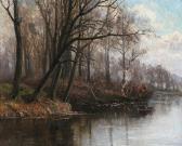 DELDERENNE Leon 1864-1921,Autumnal landscape with trees near the water,Bernaerts BE 2017-06-19