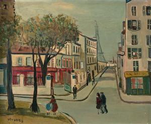 DELDEVEZ Jean 1910-1983,Rue de Paris, vue sur la tour Eiffel,Lucien FR 2019-03-19