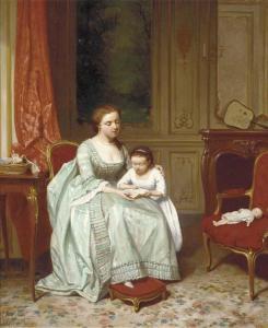 DELECHAUX Marcelin 1821-1902,The reading lesson,Christie's GB 2002-11-21