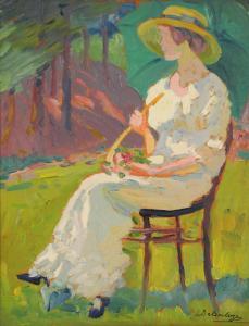 DELESCLUZE Edmond 1905-1993,Femme au jardin,Brussels Art Auction BE 2016-03-22