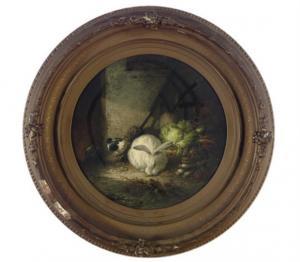 DELESSARD Auguste Joseph 1827-1890,Rabbit and chick in a barn,1862,Christie's GB 2009-03-04