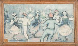 DELETANG Robert Adrien 1874-1951,Danse à Saint-Jean-Pied-de-Port,1938,Conan-Auclair FR 2022-01-25