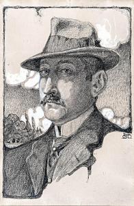DELEU Arthur 1884-1966,Portrait of a man in hat,Nagyhazi galeria HU 2019-05-29