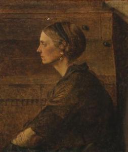 DELEURAN Thorvald,Profile portrait of a seated woman facing left,1914,Bruun Rasmussen 2019-10-07