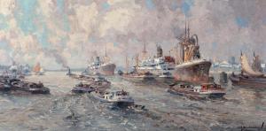 DELFGAAUW Gerardus Johannes,Activity in the Rotterdam Harbour,AAG - Art & Antiques Group 2022-07-04