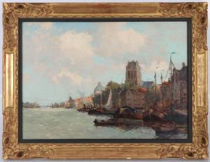 DELFGAAUW Gerardus Johannes 1882-1947,Vue du canal Singel à Amsterda,Cannes encheres, Appay-Debussy 2023-07-07