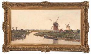 DELFGAAUW Gerardus Johannes 1882-1947,Windmills on a winding river,Eldred's US 2015-02-28