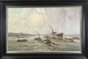 DELFGAUW G.J. 1882-1947,Rotterdam harbor view with ships,Twents Veilinghuis NL 2023-01-12
