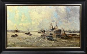 DELFGAUW G.J. 1882-1947,Rotterdam harbor with many ships,Twents Veilinghuis NL 2024-01-11